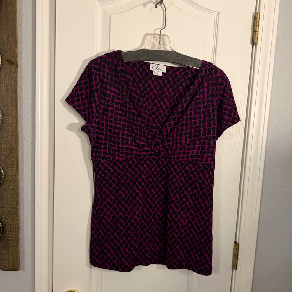 Chaus Purple and Navy Women's Blouse